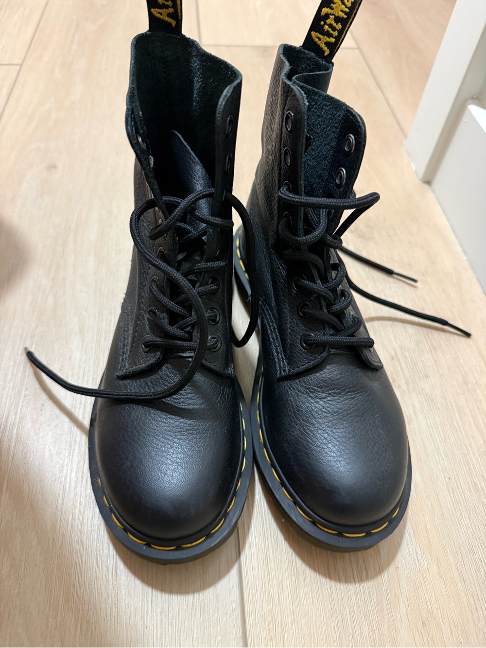 Dr. Martens Black Soft Leather Lace-Up Boots